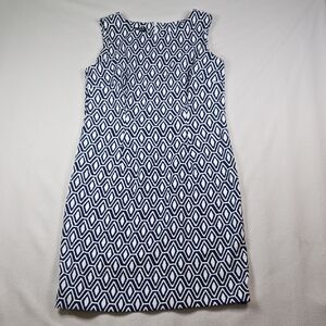 Mario Serrani Navy and White Diamond Pattern Mini Dress